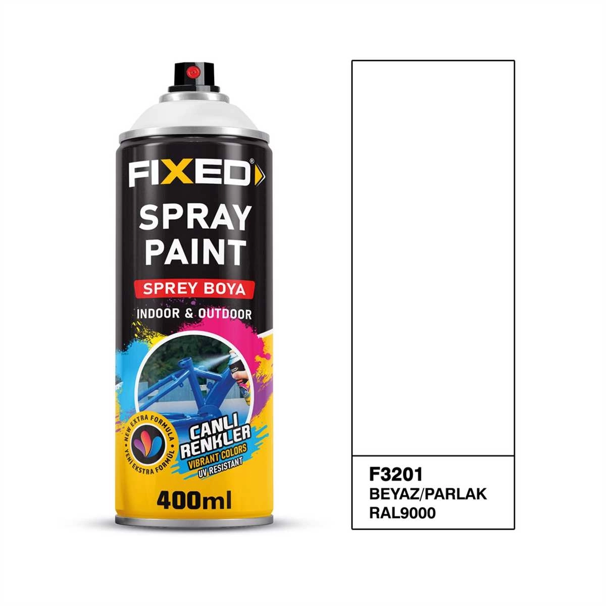 FIXED Sprey Boya Akrilik Beyaz Parlak RAL9000 400 ml