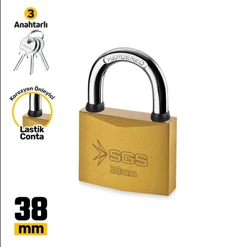SGS Sarı Boyalı Asma Kilit 38 mm