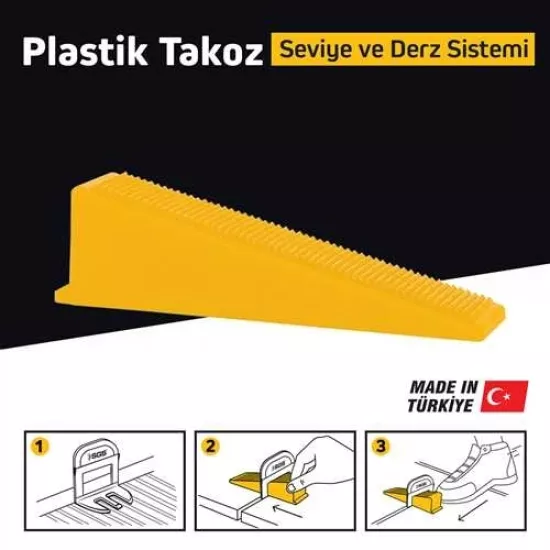 SGS Derz Seviye Tespit Klips Takozu Sarı Paket 100 Adet | Nalmix