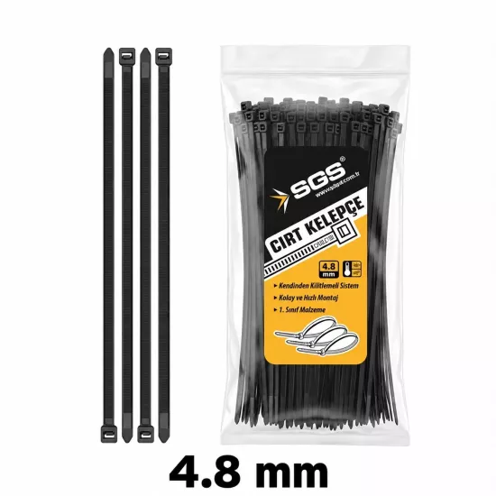 SGS Cırt Kelepçe 4,8 x 500 mm Siyah 100 Adet